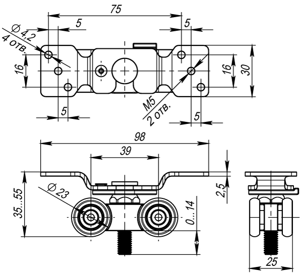 Комплект роликов для раздвижных дверей DIY Comfort 60/4 kit (877) ID товара: 36073
