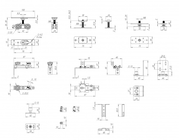 Базовый комплект для телескопического открывания дверей Comfort - PRO SET 5 /telescope/ 80 (CFA172C)